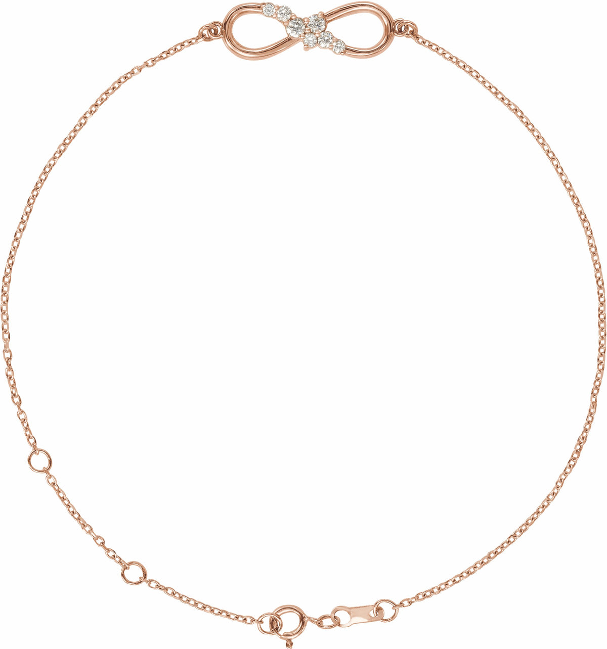 14K Rose 1/8 CTW Diamond Infinity 6 1/2-7 1/2 Bracelet