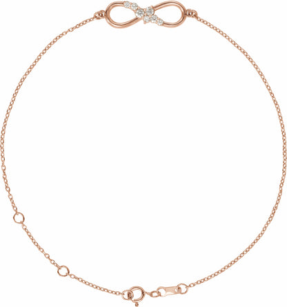14K Rose 1/8 CTW Diamond Infinity 6 1/2-7 1/2 Bracelet