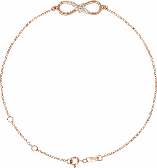 14K Rose 1/8 CTW Diamond Infinity 6 1/2-7 1/2 Bracelet