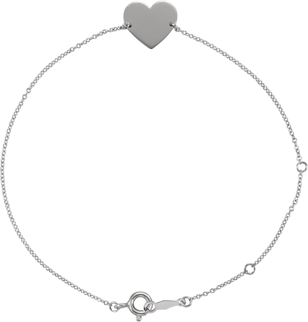 14K White Heart 7-8 Bracelet