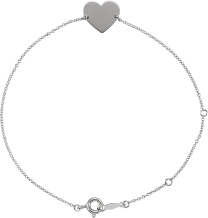 14K White Heart 7-8 Bracelet