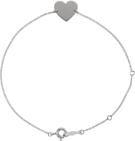 14K White Heart 7-8 Bracelet