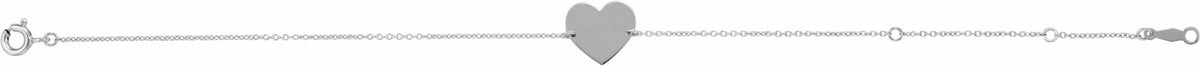 14K White Heart 7-8 Bracelet