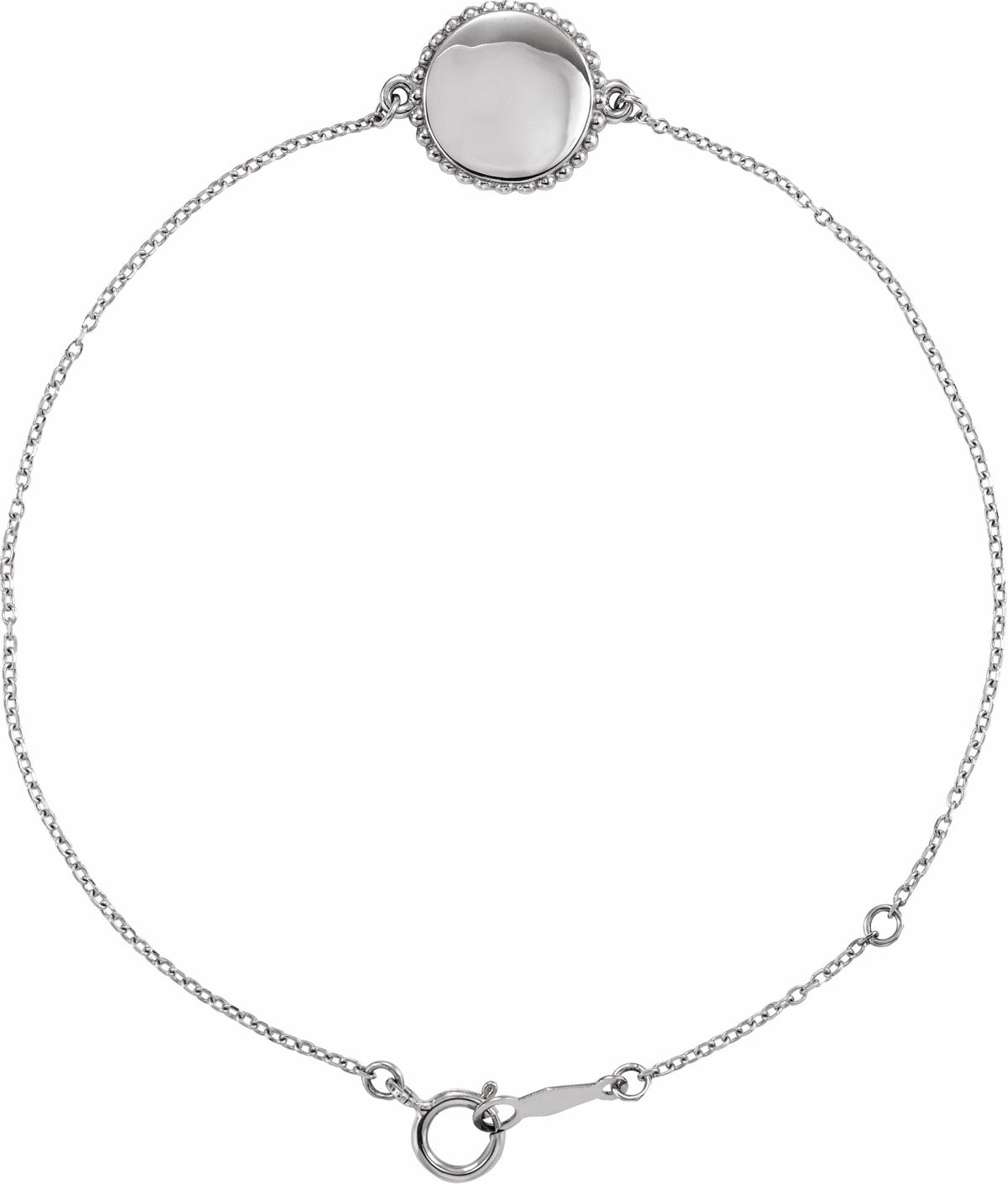 14K White Beaded 6.5-7.5 Bracelet