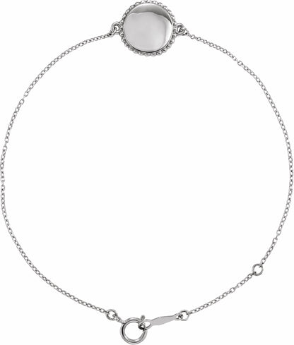 14K White Beaded 6.5-7.5 Bracelet