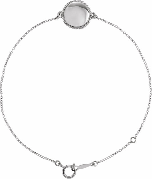 14K White Beaded 6.5-7.5 Bracelet