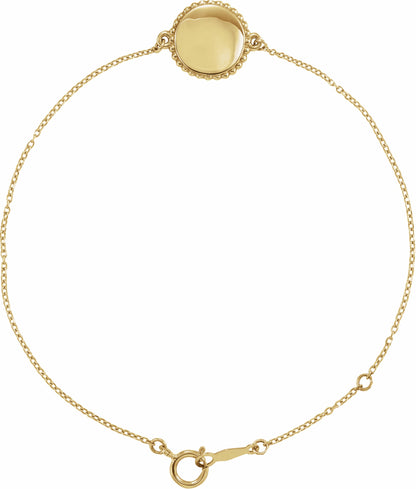 14K Yellow Beaded 6.5-7.5 Bracelet