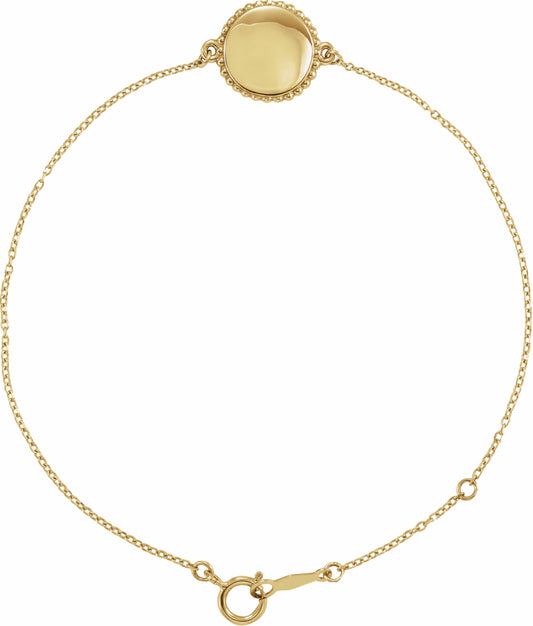 14K Yellow Beaded 6.5-7.5 Bracelet