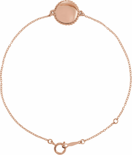 14K Rose Beaded 6.5-7.5 Bracelet