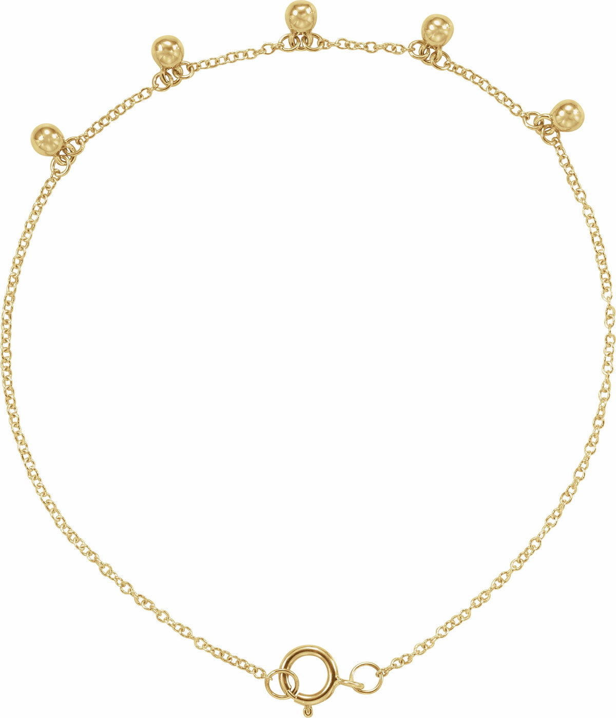 14K Yellow Beaded 5-Station 7 Bracelet