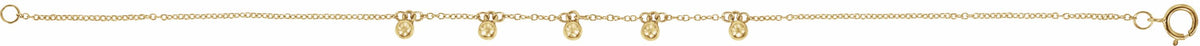 14K Yellow Beaded 5-Station 7 Bracelet