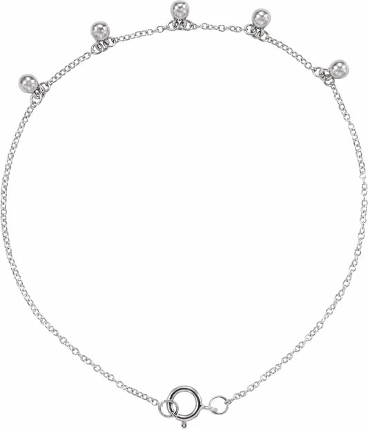 14K White Beaded 5-Station 7 Bracelet