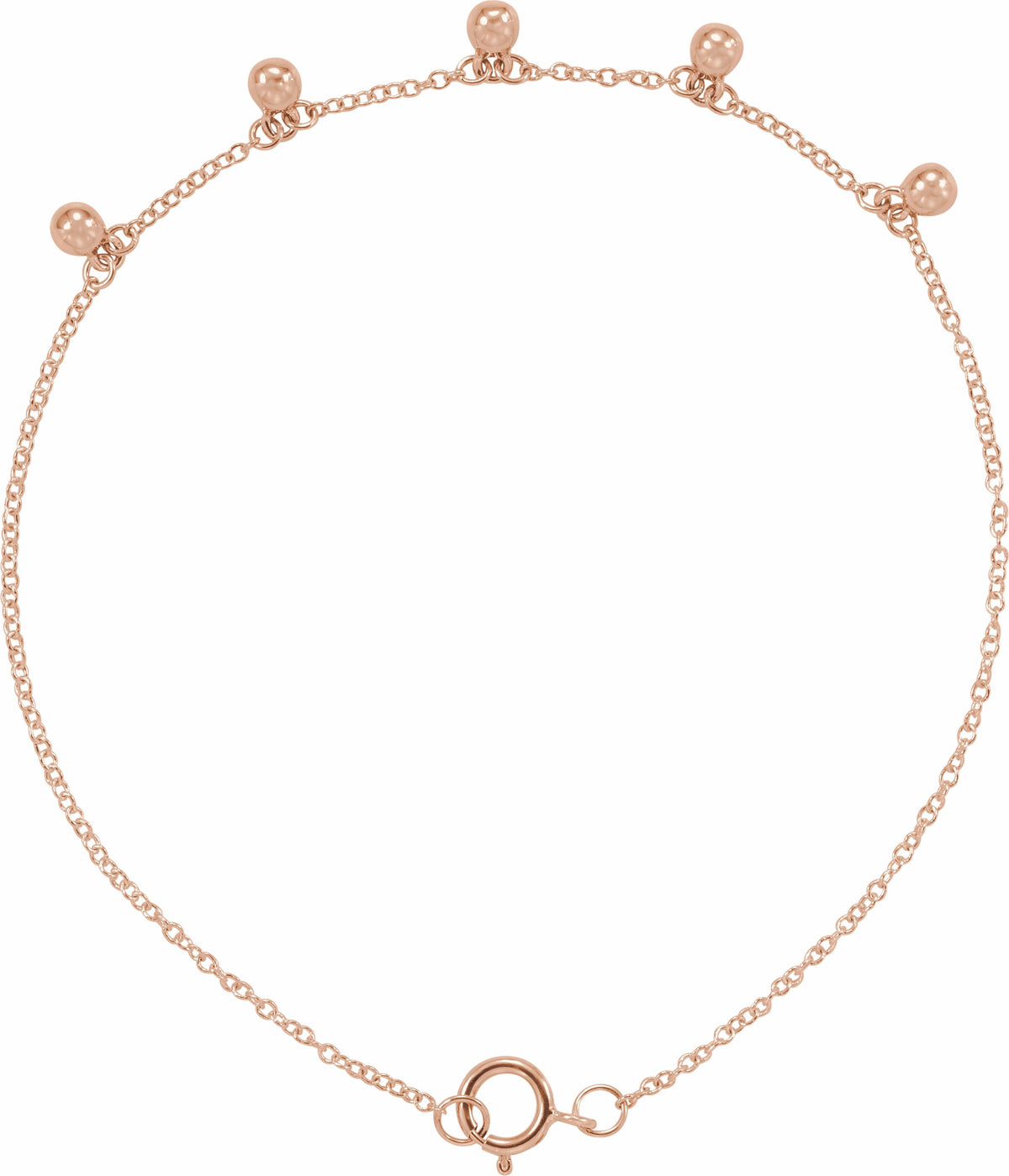 14K Rose Beaded 5-Station 7 Bracelet