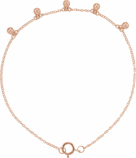 14K Rose Beaded 5-Station 7 Bracelet