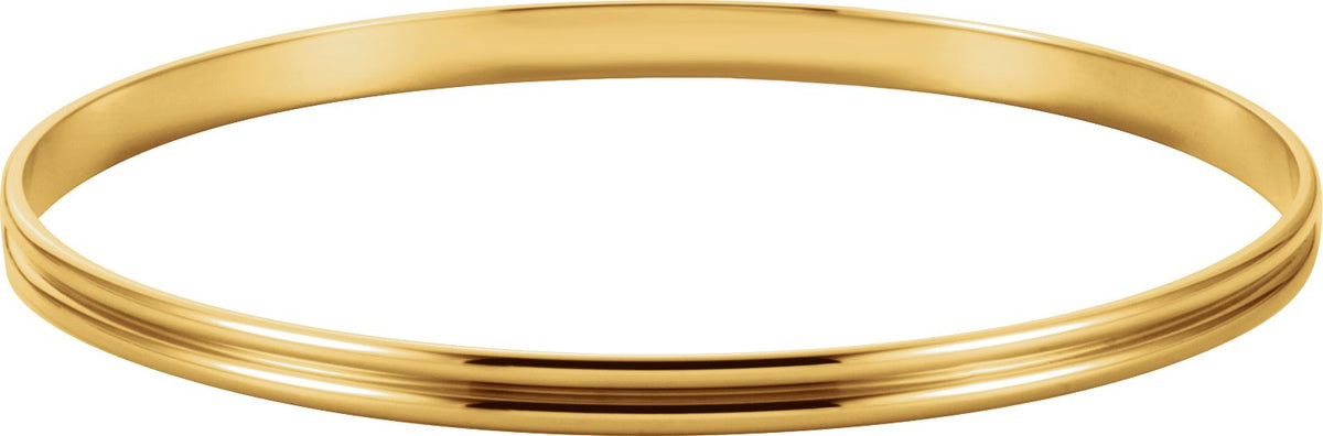 14K Yellow 4 mm Grooved Bangle Bracelet