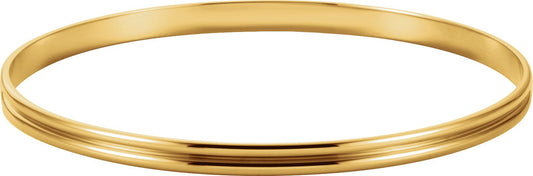 14K Yellow 4 mm Grooved Bangle Bracelet