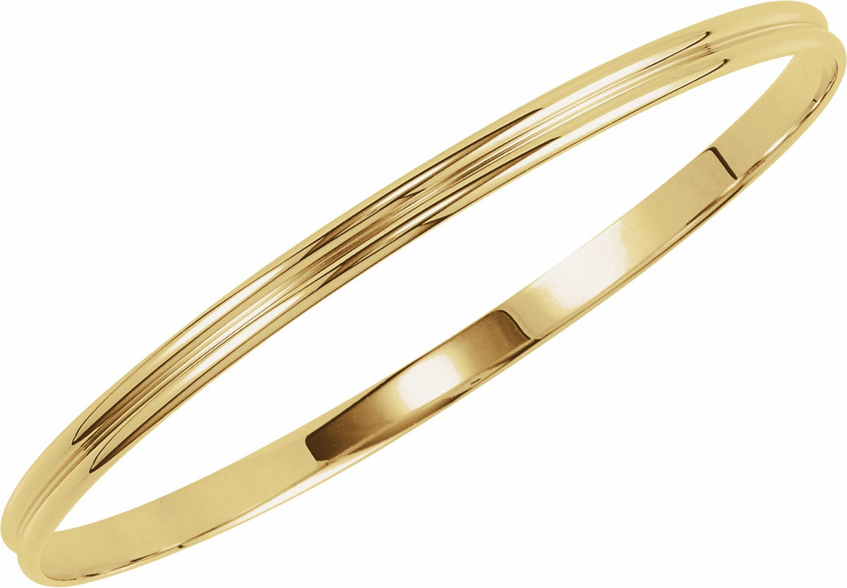 14K Yellow 4 mm Grooved Bangle Bracelet