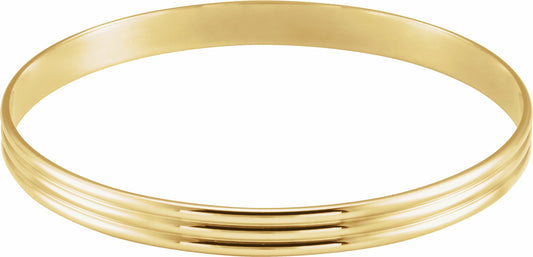 14K Yellow 6 mm Grooved Bangle Bracelet
