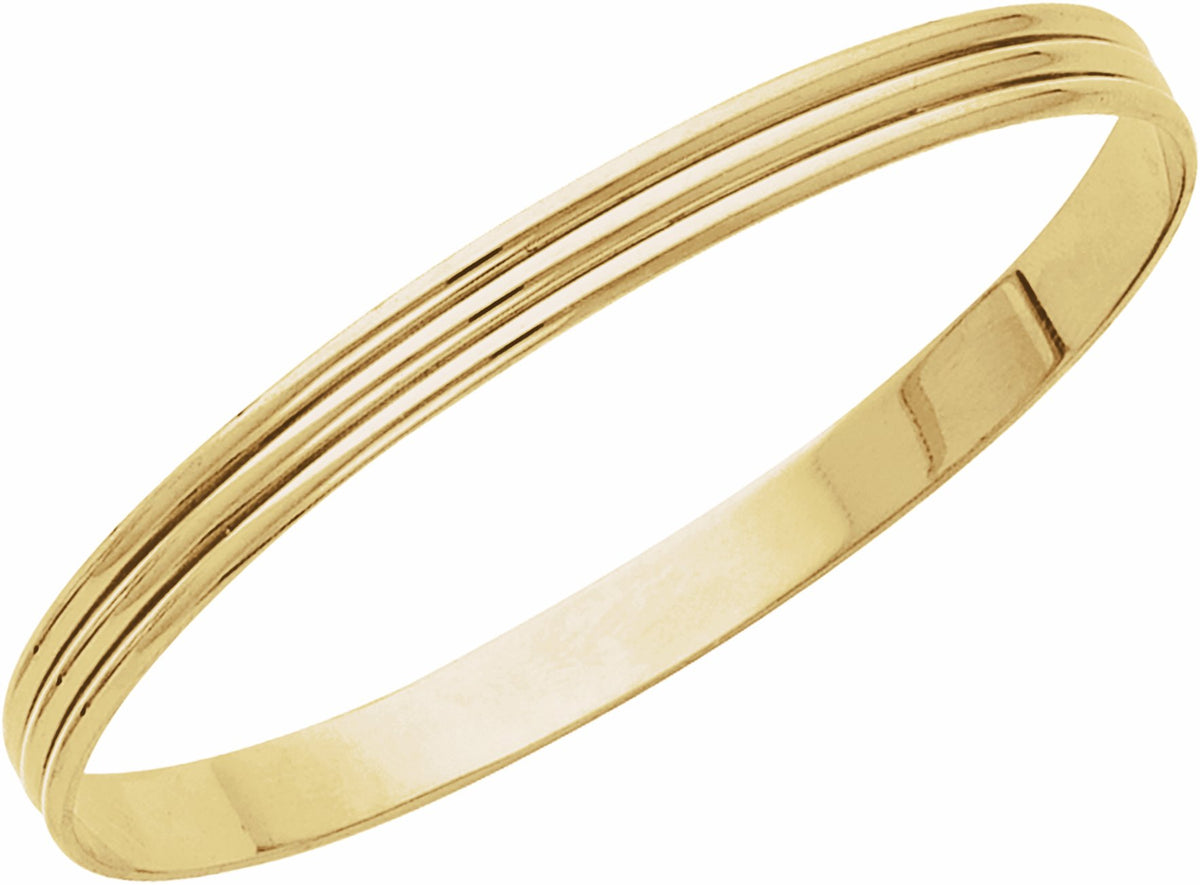 14K Yellow 6 mm Grooved Bangle Bracelet