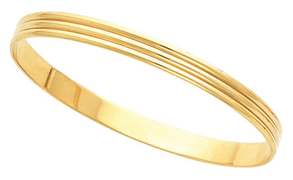 14K Yellow 6 mm Grooved Bangle Bracelet