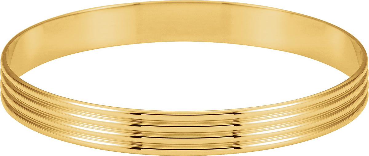 14K Yellow 8 mm Grooved Bangle Bracelet