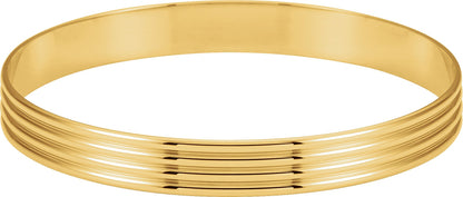 14K Yellow 8 mm Grooved Bangle Bracelet