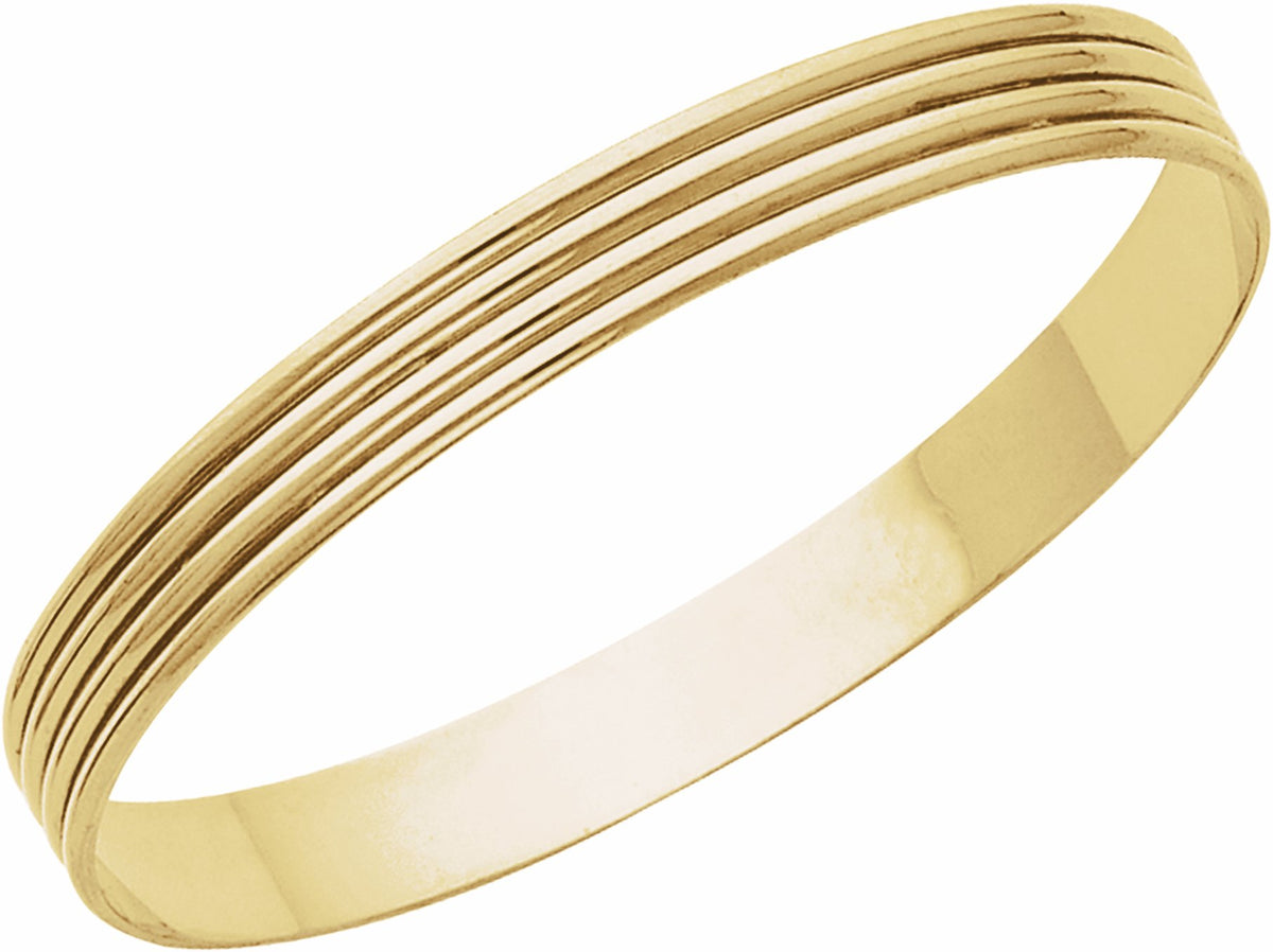 14K Yellow 8 mm Grooved Bangle Bracelet