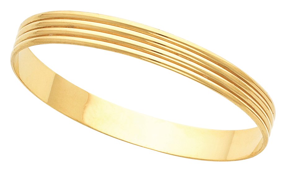 14K Yellow 8 mm Grooved Bangle Bracelet