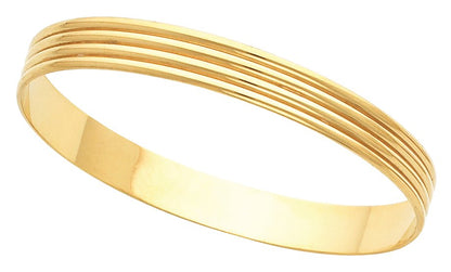 14K Yellow 8 mm Grooved Bangle Bracelet