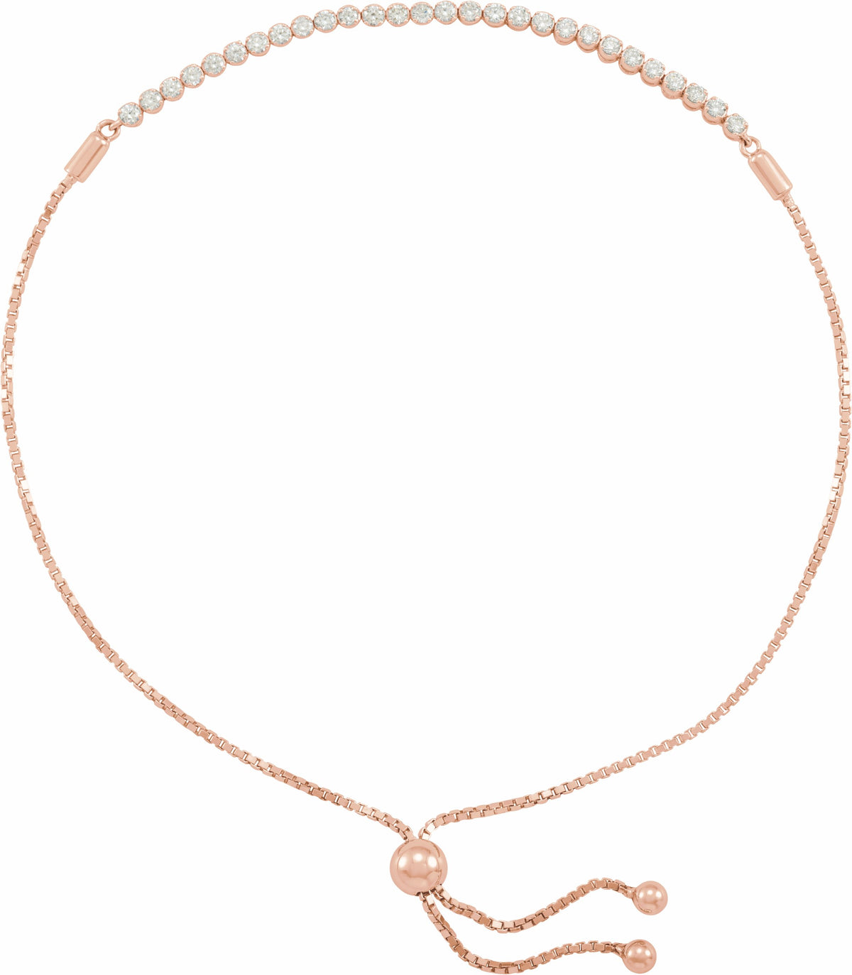14K Rose 1/2 CTW Diamond Bolo 7 1/2-9 1/2 Bracelet