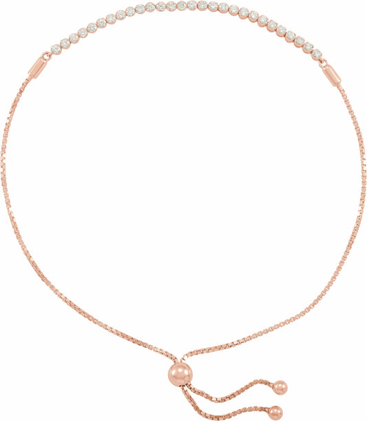 14K Rose 1/2 CTW Diamond Bolo 7 1/2-9 1/2 Bracelet