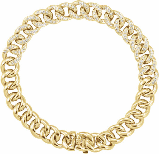 14K Yellow 3/4 CTW Diamond Curb 7 Bracelet