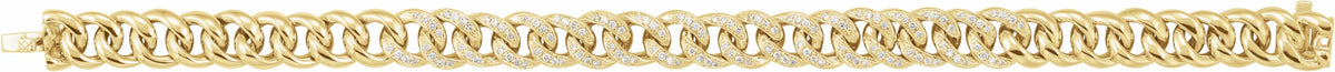 14K Yellow 3/4 CTW Diamond Curb 7 Bracelet