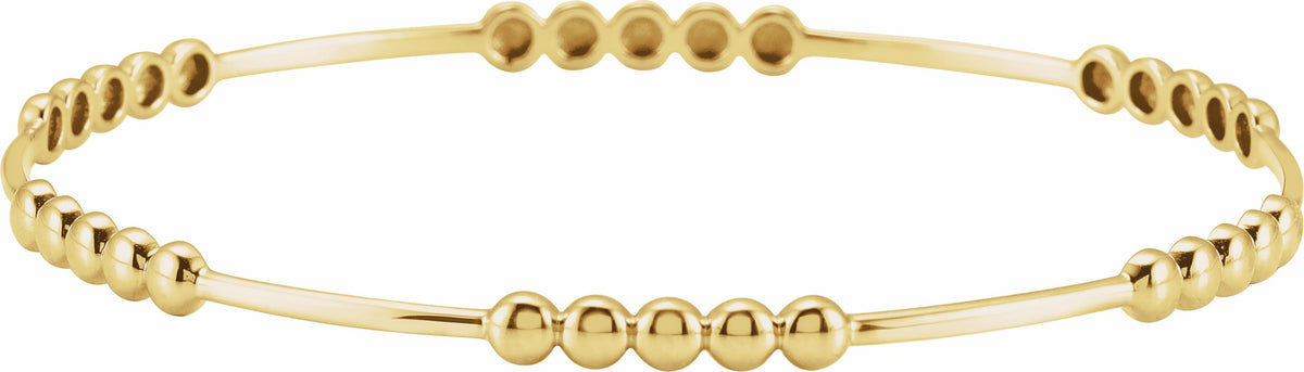 14K Yellow 3.66 mm Beaded Bangle 7 Bracelet
