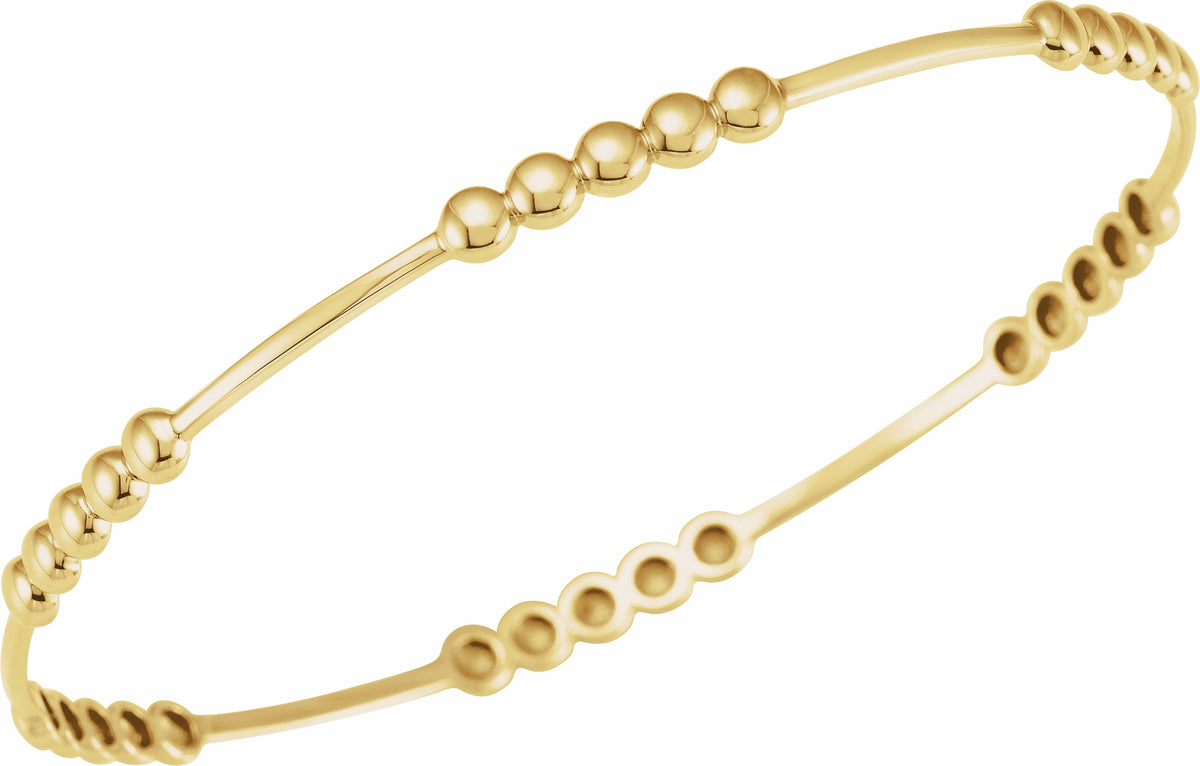 14K Yellow 3.66 mm Beaded Bangle 7 Bracelet
