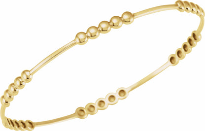 14K Yellow 3.66 mm Beaded Bangle 7 Bracelet
