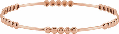 14K Rose 3.66 mm Beaded Bangle 7 Bracelet