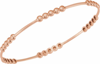 14K Rose 3.66 mm Beaded Bangle 7 Bracelet