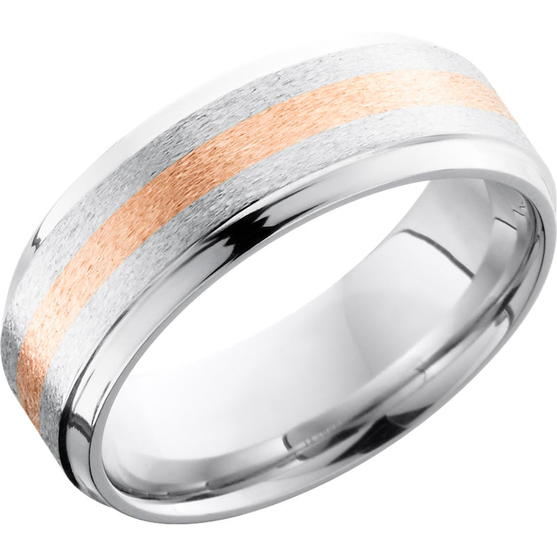 Lashbrook Two-Tone Cobalt 8mm Men's Wedding Band