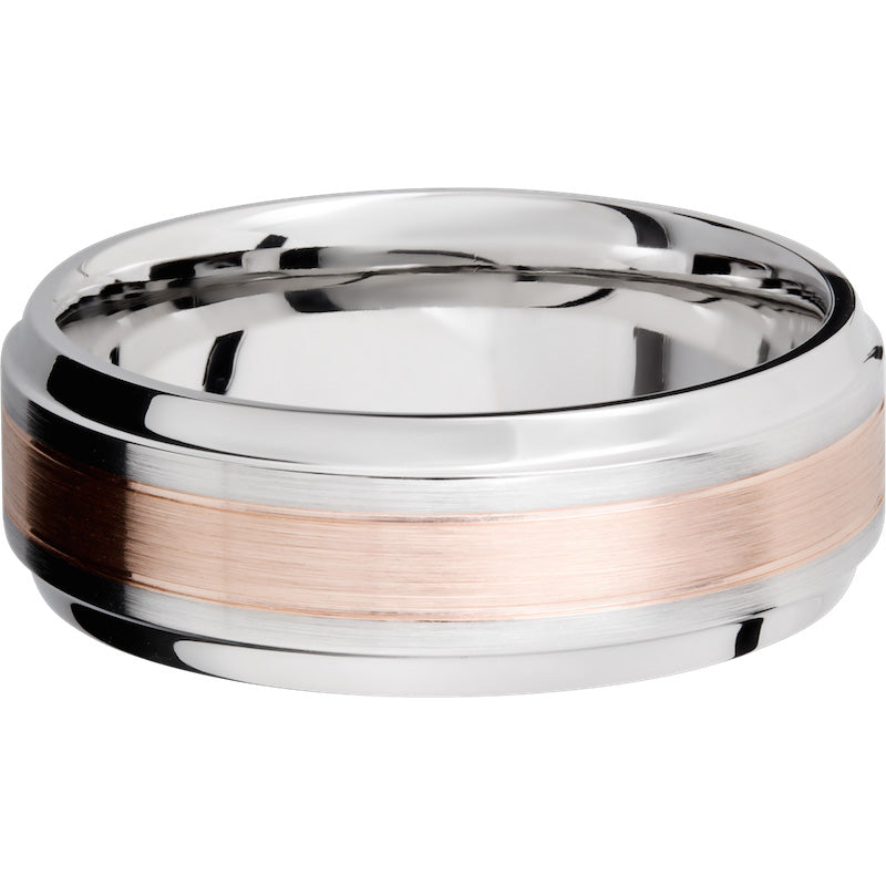 Lashbrook Rose & White Cobalt Chrome 8mm Men's Wedding Band
