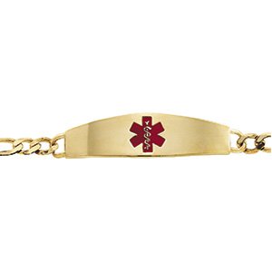 14K Yellow & Red Enamel Medical Identification 8 Bracelet