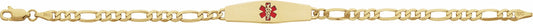 14K Yellow & Red Enamel Medical Identification 7 Bracelet