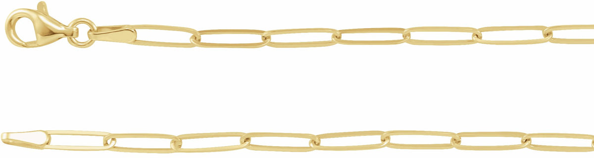 14K Yellow 2.6 mm Elongated Link Chain 7 Bracelet