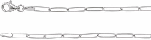 14K White 2.6 mm Elongated Link Chain 7 Bracelet