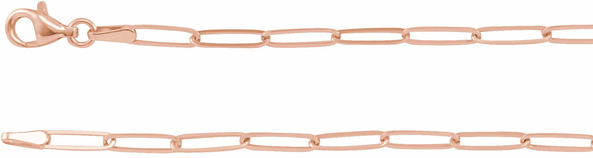 14K Rose 2.6 mm Elongated Link Chain 7 Bracelet