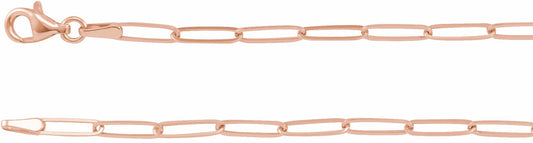 14K Rose 2.6 mm Elongated Link Chain 7 Bracelet