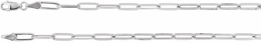 14K White 3.85 mm Elongated Flat Link 7 Chain