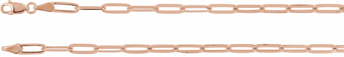 14K Rose 3.85 mm Elongated Flat Link 7 Chain
