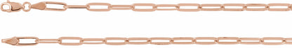 14K Rose 3.85 mm Elongated Flat Link 7 Chain