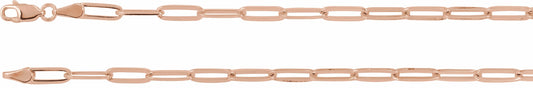 14K Rose 3.85 mm Elongated Flat Link 7 Chain